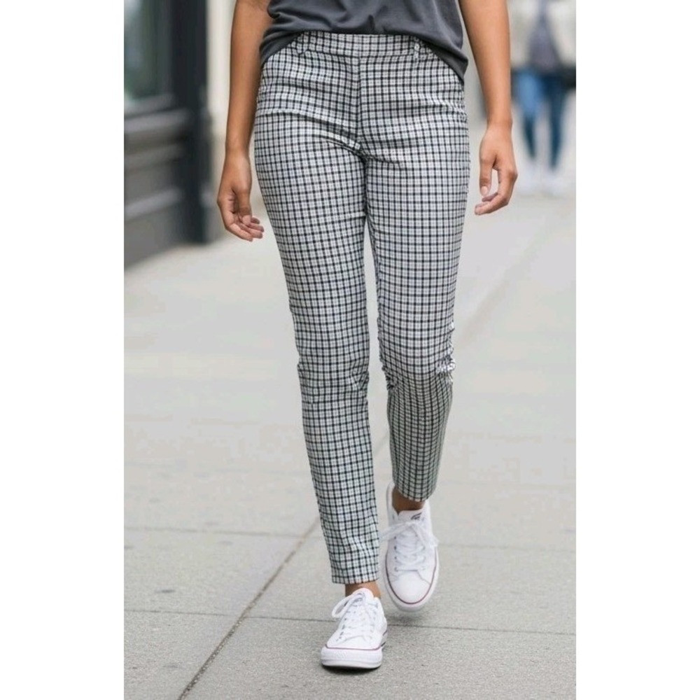 Vintage Lands'‎ End Slim Fit Madras Plaid Pants size 20 38x27 Modern Trousers